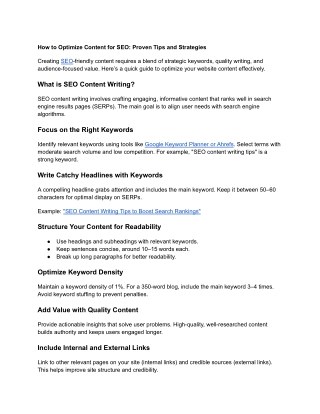 how to optimize content for seo proven tips