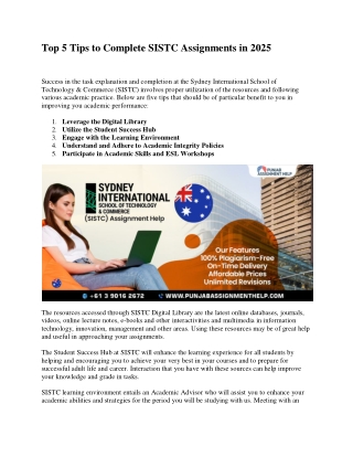 Top 5 Tips to Complete SISTC Assignments in 2025