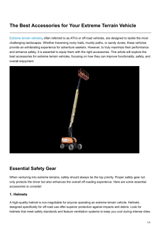The Best Accessories for Your Extreme Terrain Vehicle