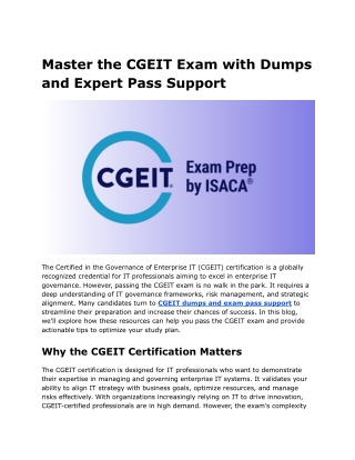 master the cgeit exam with dumps and expert pass