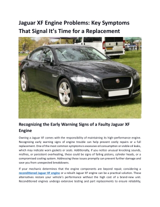 jaguar xf engine problems key symptoms that