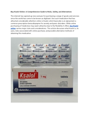 Buy Ksalol Online_ A Comprehensive Guide to Risks, Safety, and Alternatives