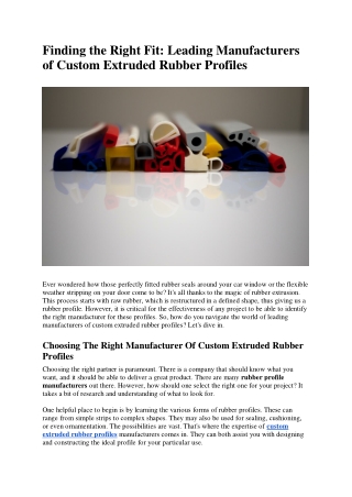 finding the right fit leading manufacturers