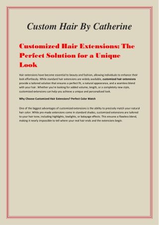 Customized Hair Extensions The Perfect Solution for a Unique Look