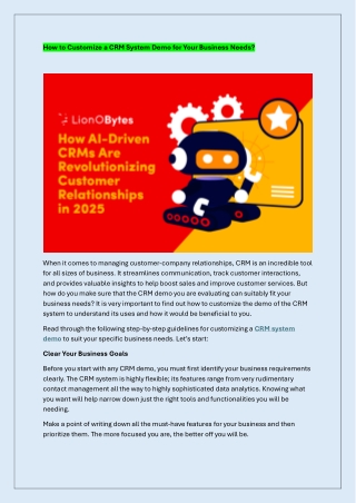 Customize a CRM System Demo