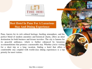 Best Hotel In Pune For A Luxurious Stay And Dining Experience