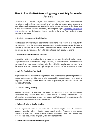 How to Find the Best Accounting Assignment Help Services in Australia