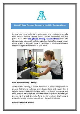 Deep Clean Done Right with Amber Adams' One-Off Cleaning UK
