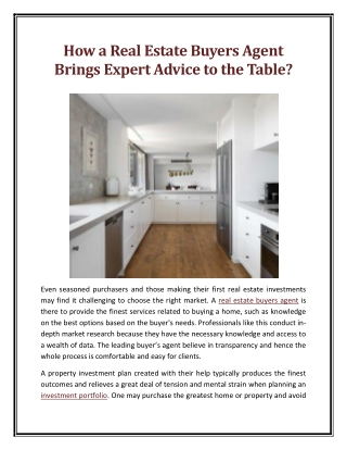 How a Real Estate Buyers Agent Brings Expert Advice to the Table