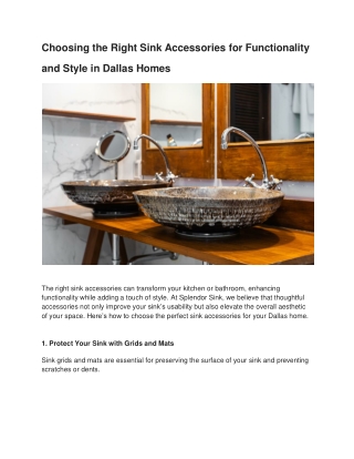 choosing the right sink accessories