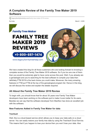 A Complete Review of the Family Tree Maker 2019 Software