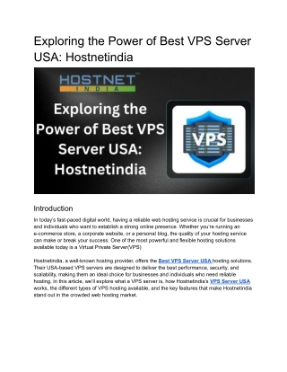 exploring the power of best vps server