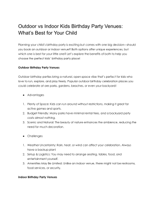 Outdoor vs Indoor Kids Birthday Party Venues_ What’s Best for Your Child