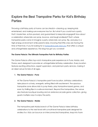 Explore the Best Trampoline Parks for Kids Birthday Parties