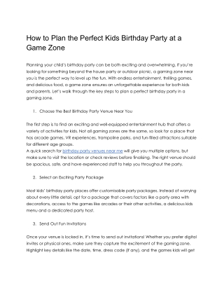 How to Plan the Perfect Kids Birthday Party at a Game Zone