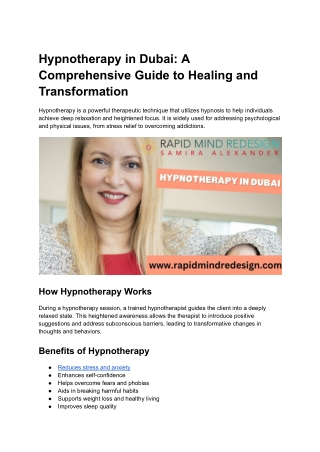 Hypnotherapy in Dubai