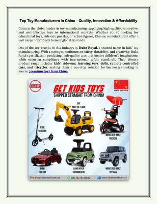 Top Toy Manufacturers in China – Quality, Innovation & Affordability