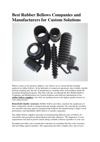 Best Rubber Bellows Companies and Manufacturers for Custom Solutions