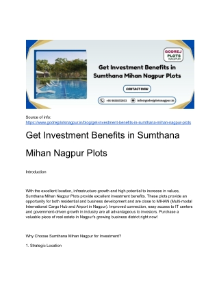 Get Investment Benefits in Sumthana Mihan Nagpur Plots