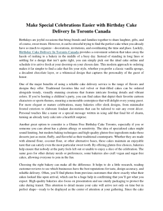 Make Special Celebrations Easier with Birthday Cake Delivery In Toronto Canada