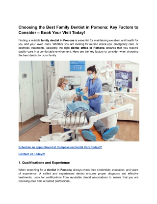 Choosing the Best Family Dentist in Pomona_ Key Factors to Consider – Book Your Visit Today