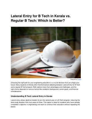 lateral entry for b tech in kerala vs regular b tech which is better