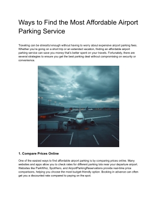 Ways to Find the Most Affordable Airport Parking Service