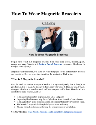 how to wear magnetic bracelets