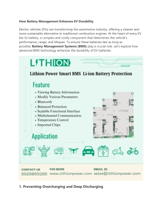 How Battery Management Enhances EV Durability
