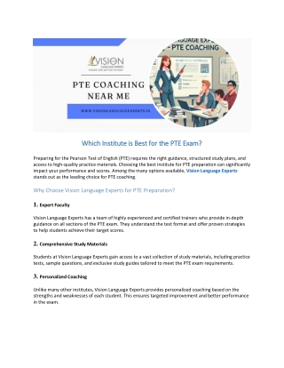 Which Institute is Best for the PTE Exam