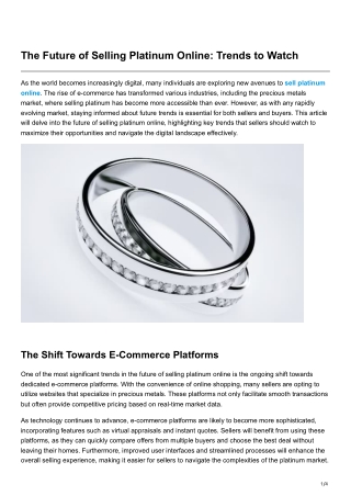 The Future of Selling Platinum Online Trends to Watch