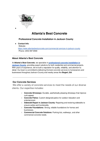 Professional Concrete Installation in Jackson County