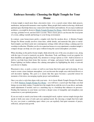 Embrace Serenity: Choosing the Right Temple for Your Home