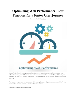 Optimizing Web Performance  Best Practices for a Faster User Journey