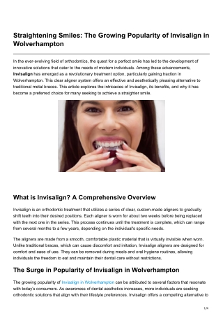 Straightening Smiles: The Growing Popularity of Invisalign in Wolverhampton