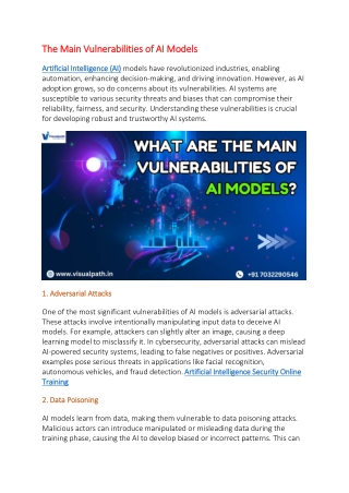 the main vulnerabilities of ai models the main