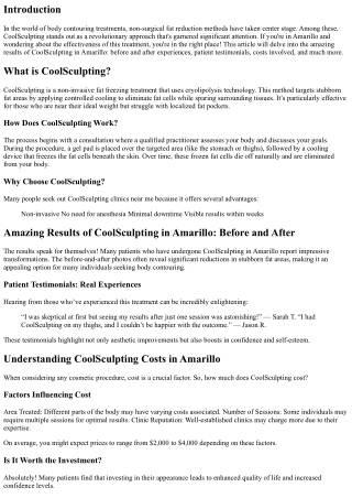 Amazing Results of CoolSculpting in Amarillo: Before and After