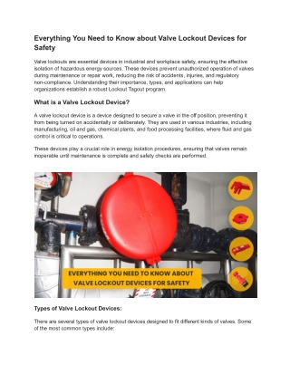 Everything You Need to Know about Valve Lockout Devices for Safety