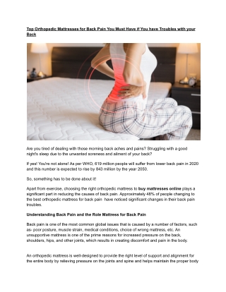 Top orthopedic mattresses for back pain you must have if you have troubles with your back