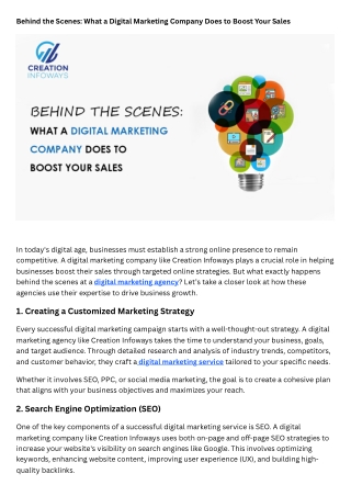 What a Digital Marketing Company Does to Boost Your Sales