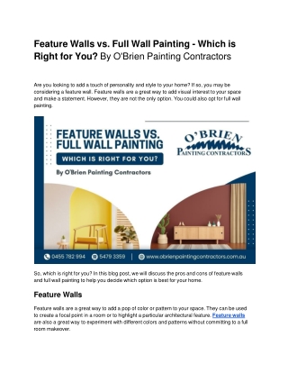 Feature Walls vs. Full Wall Painting - Which is Right for You_
