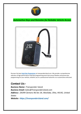 Autel Key Programmer for Fast and Accurate Car Key Programming