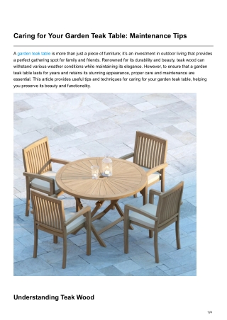 Caring for Your Garden Teak Table Maintenance Tips