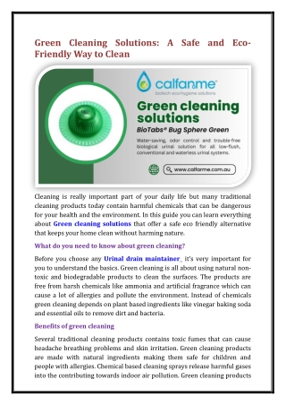 Green cleaning solutions
