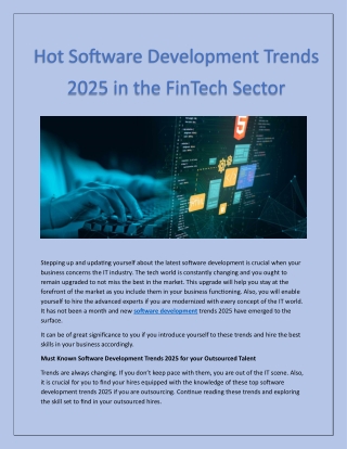 Hot Software Development Trends 2025 in the FinTech Sector
