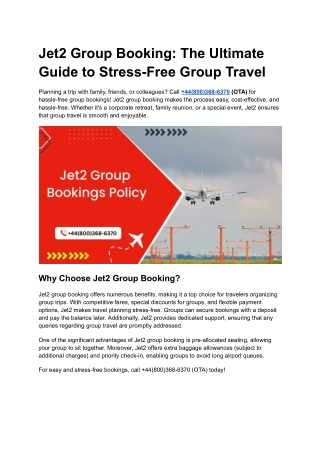 Jet2 Group Booking The Ultimate Guide to Stress-Free Group Travel