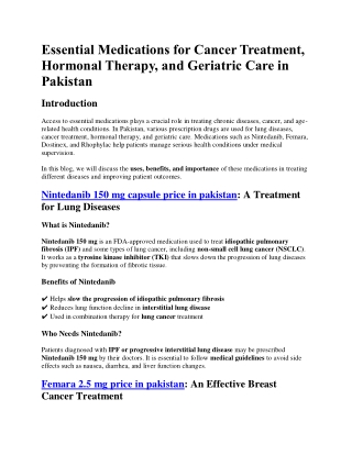 Essential Medications for Cancer Treatment
