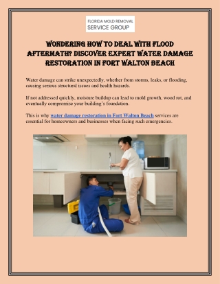 Wondering How to Deal With Flood Aftermath Discover Expert Water Damage Restoration in Fort Walton Beach