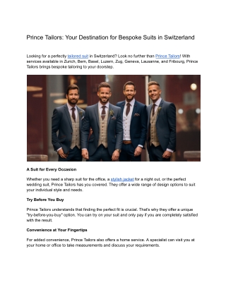 Prince Tailors_ Your Destination for Bespoke Suits in Switzerland