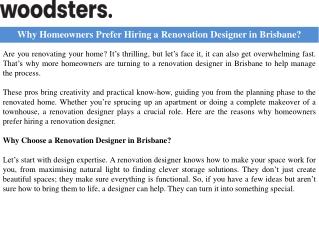 Why Homeowners Prefer Hiring a Renovation Designer in Brisbane?
